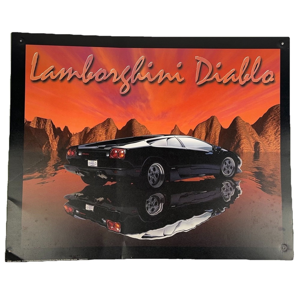 1996 Vintage Original Red Lamborghini Diablo Automobile Car Rolled 16x20 Poster